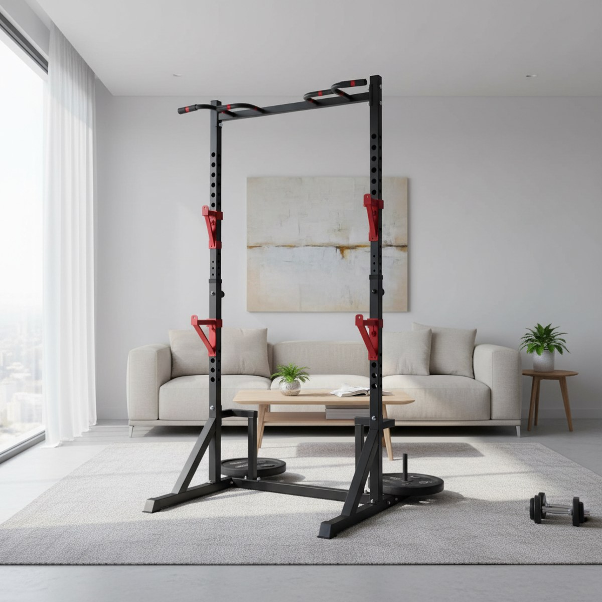 Adjustable Power Rack with Pul - Home Gym Pull Up Bar recension och pris