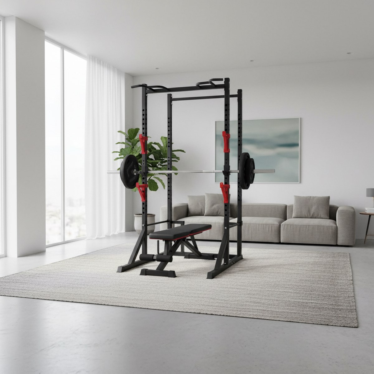 Adjustable Power Rack with Pul - Home Gym Pull Up Bar recension och pris