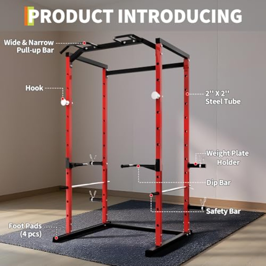 Heavy-Duty Power Cage with Pul - Home Gym Pull Up Bar recension och pris